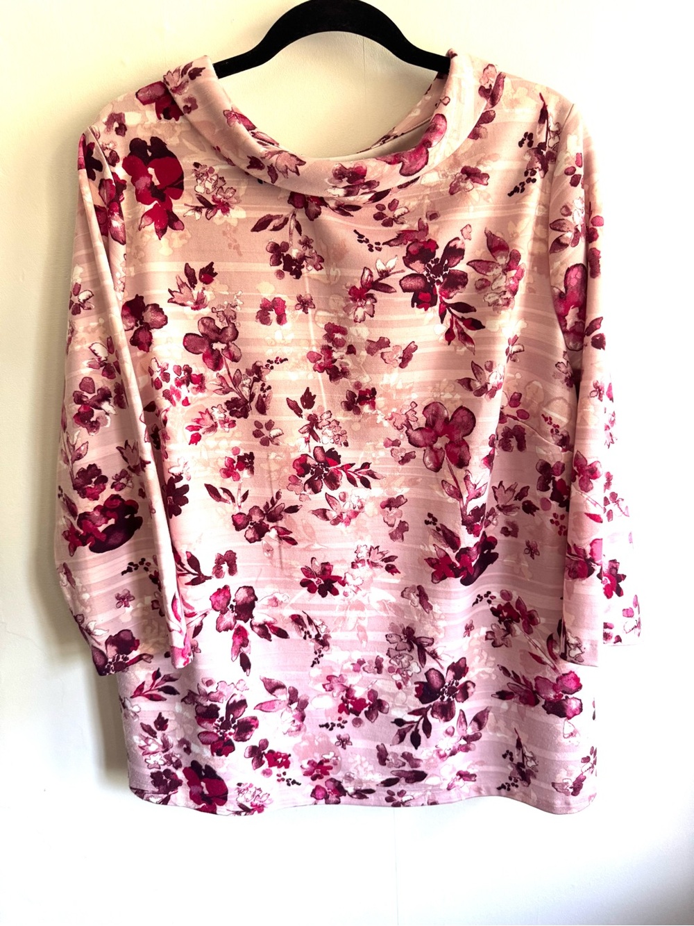 Talbots Women's Pink Floral Cowl Neck Top